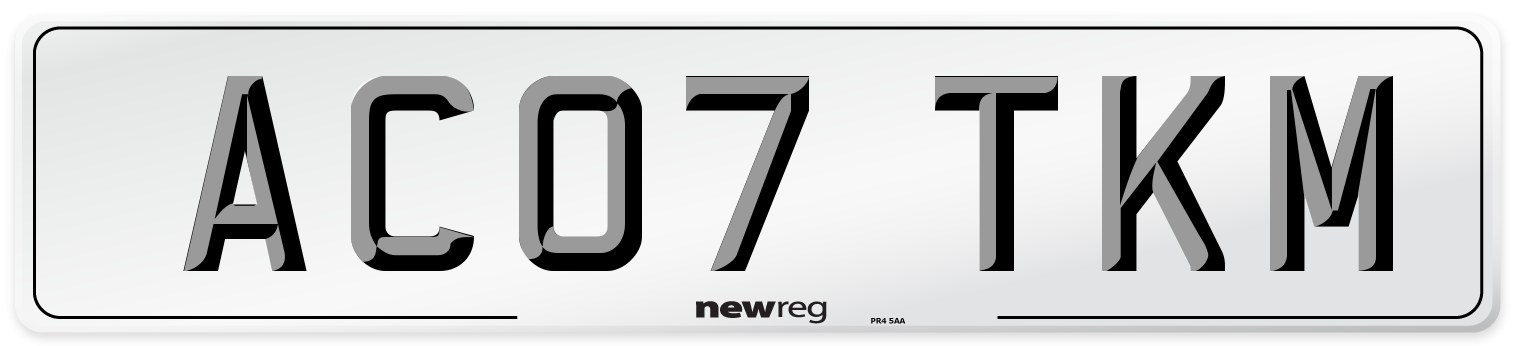 AC07 TKM Number Plate from New Reg